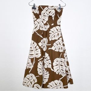BCBG Max Azria Palm Frond Printed Strapless Dress